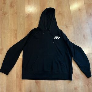 New Balance Womens Faded Classic Logo Hoodie Sweatshirt Black